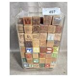 Pyrex Glass Battery Box w/Wooden Alphabet Blocks