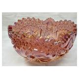 Carnival Iridescent Pink Glass Bowl, 7' x 4'