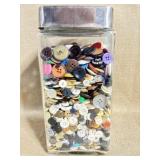 Glass Jar of Assorted Buttons