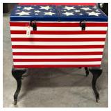 Metal Patriotic Double Bin Cooler on Legs