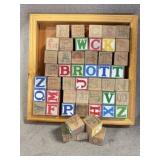 Wooden Alphabet Block Set in Wooden Tray