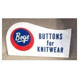 Boye Metal Knitwear Button Sign