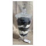 Glass apothecary jar w/Black & White buttons