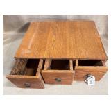 Three-Drawer Oak Card File Cabinet