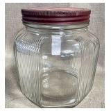 Owens-Illinois Glass Jar with Red Metal Lid