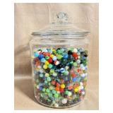 Glass Marbles Assortment in Large Lidded Glass Jar