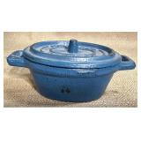 Colorful Cocotte Blue Cast Iron Mini Dutch Oven