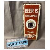 2) Metal Wall Signs with Humorous Texts