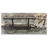 Wood Wagon & Metal Tricycle Planter