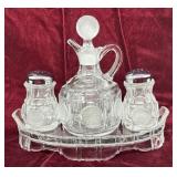 Coin Glass 4 pc Condiment Set, Fostoria, Clear