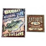 Fishing-Themed Metal Signs, 2