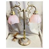 Table & Floor Lamps w/pink glass shades