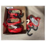 Ratchet Tie Down Straps w/hooks, 4