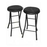 Black Metal Folding Bar Stools, 2