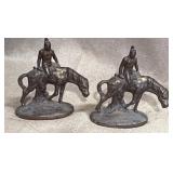 Cast Metal Native American Bookends Pair