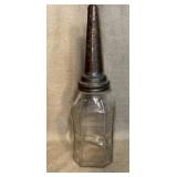 MobilOil E Metal Spout w/glass jar