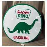 Sinclair Dino Gasoline Round Metal Sign 24'