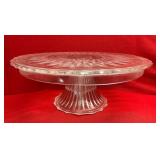 Vtg Glass Cake Stand w/Diamond Pattern