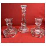 Coin Glass Candlesticks, Fostoria, Clear