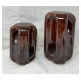 Vtg Brown Porcelain Guy Wire Strain Insulators