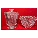 Glass Lidded Jar & Scalloped Bowl