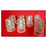 Pyrex Clear Glass Insulators, 7 total