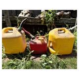 2 Yellow Diesel & 1 Red Gas Cans, plastic