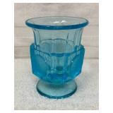 Coin Glass Footed Cigarette Urn, Fostoria, Blue