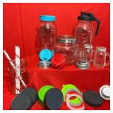 Ball Glass Jars, S&P, Lids, Straws