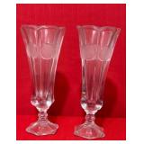 Coin Glass Tall Vases, Fostoria, Clear
