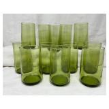 12) Vintage Green Glass Tumblers
