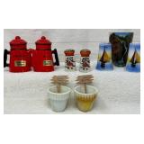 Vtg S & P Shakers, Slag Glass Mini Flower Pots