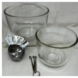 Heavy Glass Mixing Bowls, Measuring Cups & Spoons