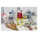Lot: Bunny Decor, Frames, Rolling Pins, Eggs