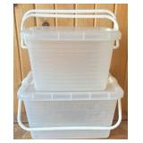 Clear Plastic Storage Totes w/handles, lot of 2