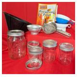Canning Jars With Lids, Strainers, Funnels, Book