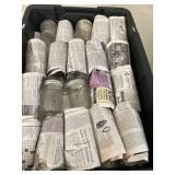 Approx 80 Glass Jelly Jars in Sterilite Black Tote