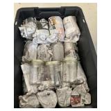 Approx 35 Glass Jelly Jars in Blk Tote