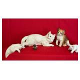 Vtg Porcelain Cats & Mouse Figurines