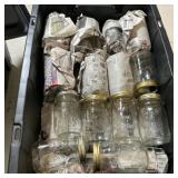 Approx 43 Pint Canning Jars in Sterilite 15 Gal.