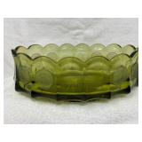 Coin Glass Oval Bowl, Fostoria, Olive Green