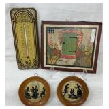 Vintage Silhouette Plaques, Picture, Thermometer