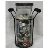 Glass Jar w/Assorted Vtg Buttons