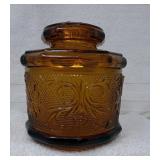 Tiara Amber Glass Lidded Canister Jar
