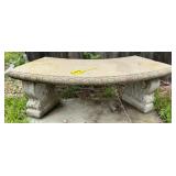 Curved Concrete Garden Bench with Ornate Legs