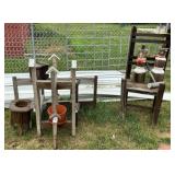 Rustic Wooden Garden Chair & Planter Stands