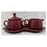 Fiesta Pottery Sugar, Creamer & Tray Set USA