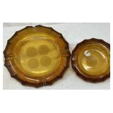Coin Glass Ashtrays, Fostoria, Amber