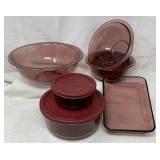 Pyrex Cranberry Glass Mixing & Storage Bowls