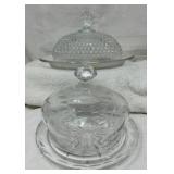 Vtg Glass Covered Butter Dishes